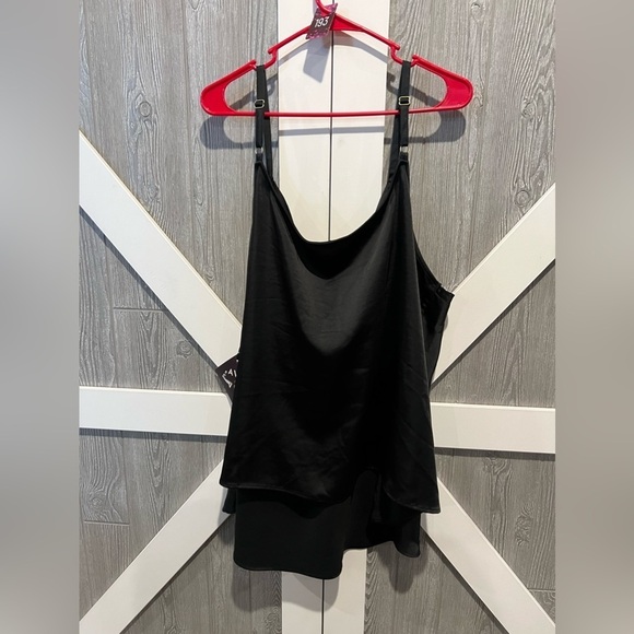 B4.07 NWT Ava & Viv Satin Cowl Neck Black Camo/Tank 4X - Picture 6 of 7